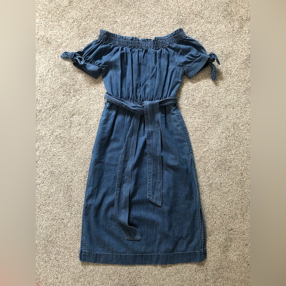 J. Crew Denim Off-Shoulder Midi Dress